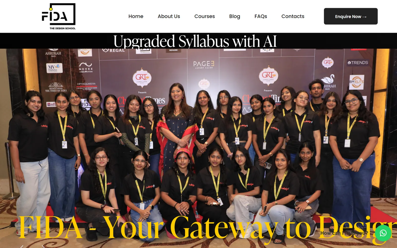 FIDA The Design School website homepage