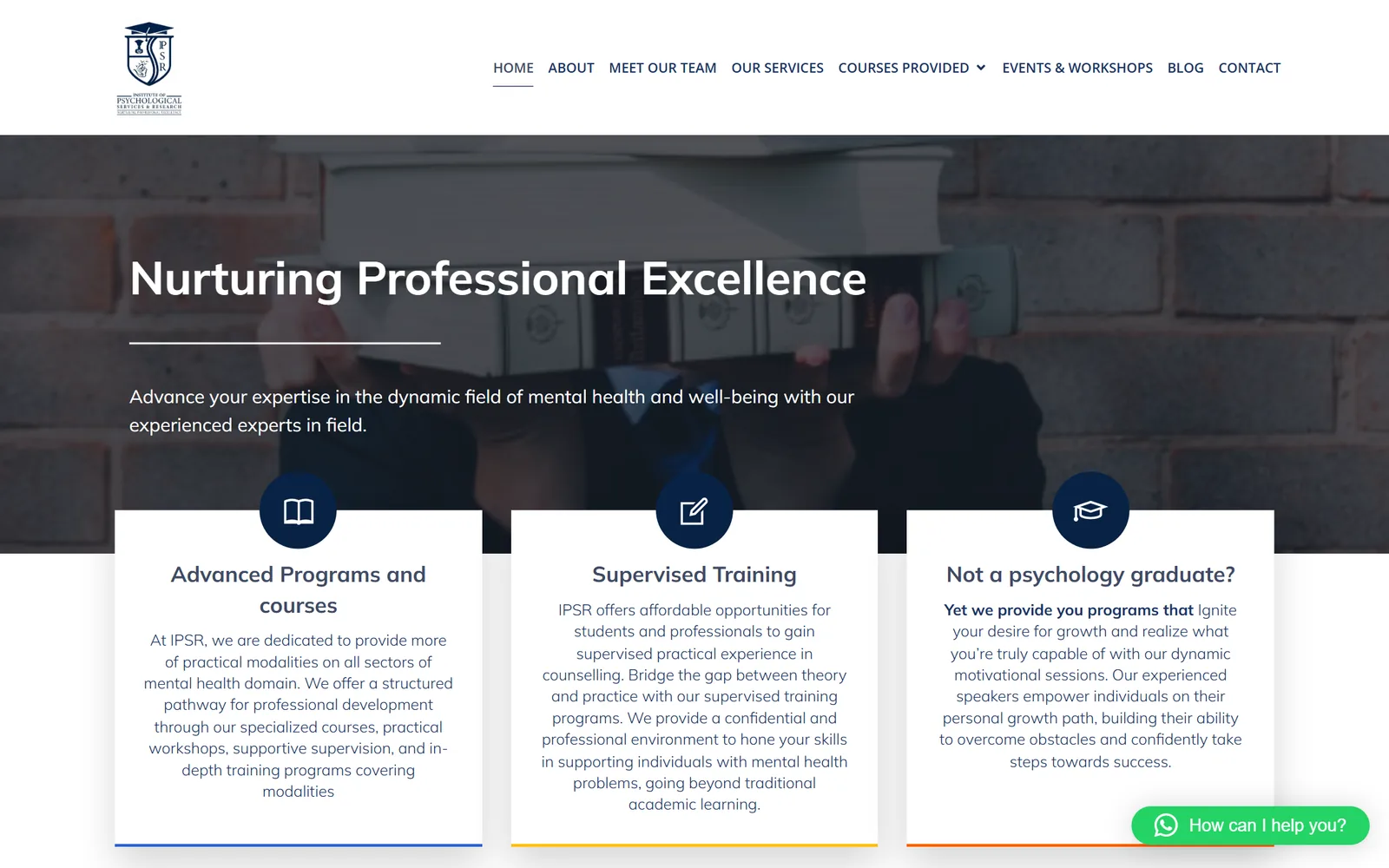 IPSR Chennai website homepage