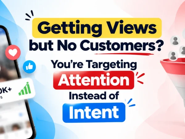 e94bf303-7203-4385-9644-e3261d8b6aa7 Getting views but no customers? This marketing graphic explains why businesses should target customer intent instead of attention to turn views into leads and sales.